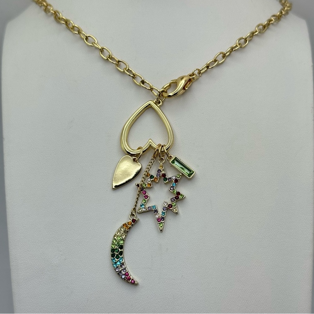 Rachel Rachel Roy Gold Tone Crystal Charm Necklace NWT